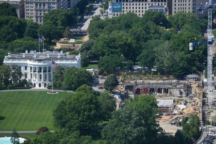 Work continues on the construction of the ballroom at the White House