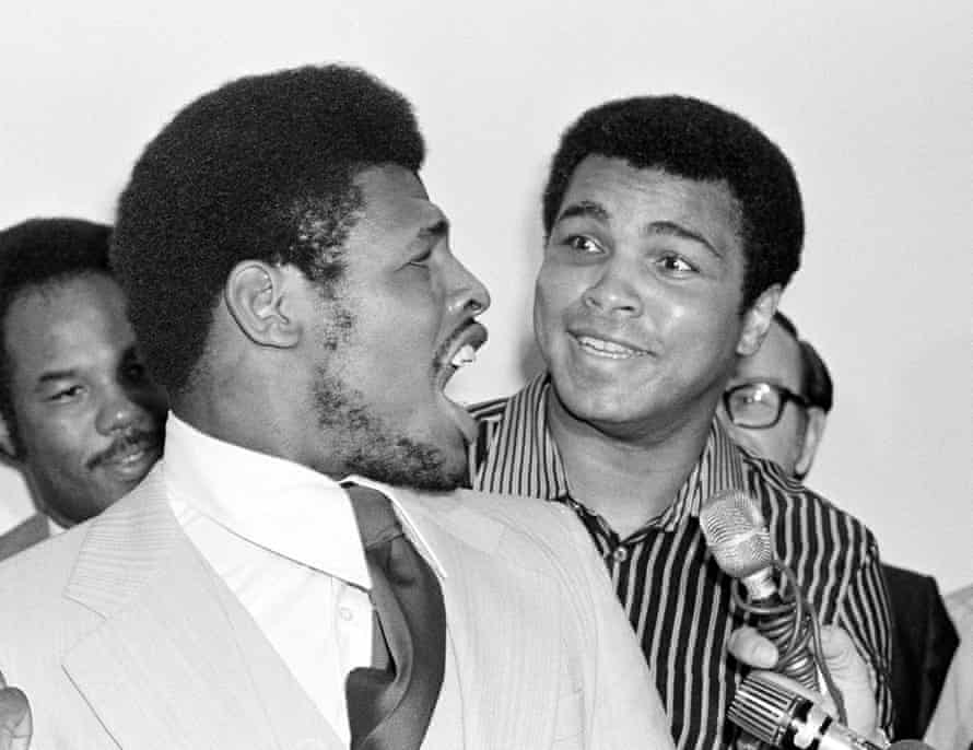 Muhammad Ali and Leon Spinks during the contract signing for their rematch.
