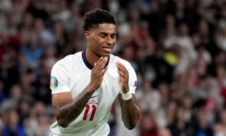 Marcus Rashford after missing his penalty during the England-Italy Euro 2020 final.
