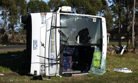 The scene after the bus crash at Eynesbury, west of Melbourne, in May last year