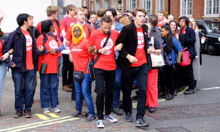 James Schneider with Corbyn supporters during the leadership campaign in September 2015