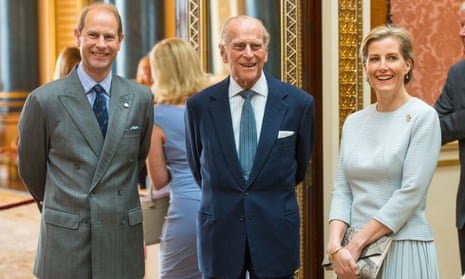 Prince Edward in May 2016 with his late father, the Duke of Edinburgh, and his wife, Sophie, Countess of Wessex.