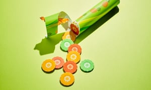 Illustration of gambling chips in a sweets tube