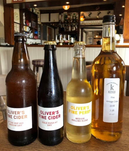 A selection of cider at the Crown Inn at Woolhope