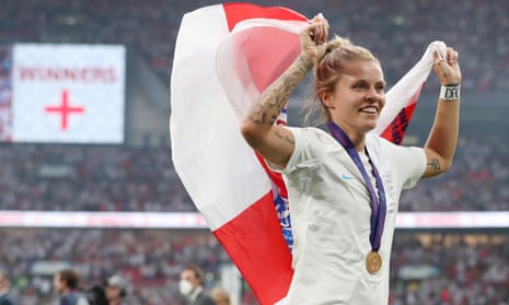 Rachel Daly celebrates England’s victory over Germany in the final of Euro 2022 at a jubilant Wembley Stadium
