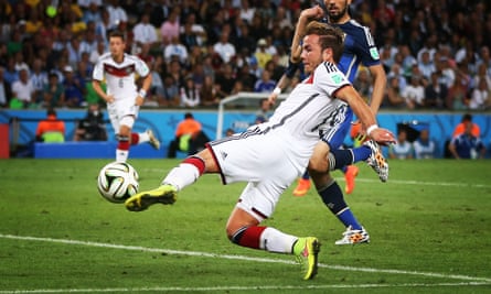 Mario Götze during the 2014 Fifa World Cup final - wearing Nike shoes.