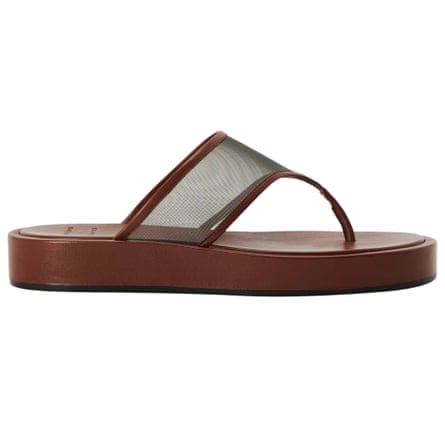 John Lewis x REJINA PYO Sand Dune Mesh Flatform Sandals, Brown Chocolate