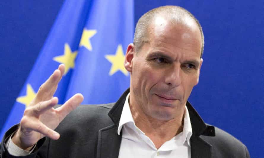 Greek Finance Minister Yanis Varoufakis speaks during a media conference after a meeting of eurogroup finance ministers in Brussels.