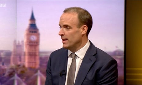 Foreign secretary Dominic Raab speaking to Andrew Marr