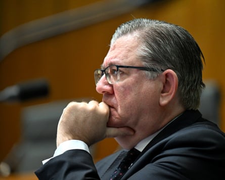 Liberal senator Paul Scarr during an inquiry Parliament House in 2024
