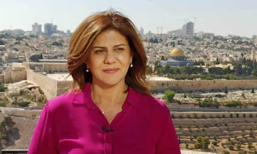 The veteran Al-Jazeera TV journalist Shireen Abu Aqleh during one of her reports from Jerusalem.