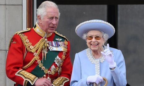 Prince Charles with Queen Elizabeth II on the balcony of Buckingham Palace.
