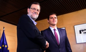 Caretaker PM Mariano Rajoy and rival Albert Rivera