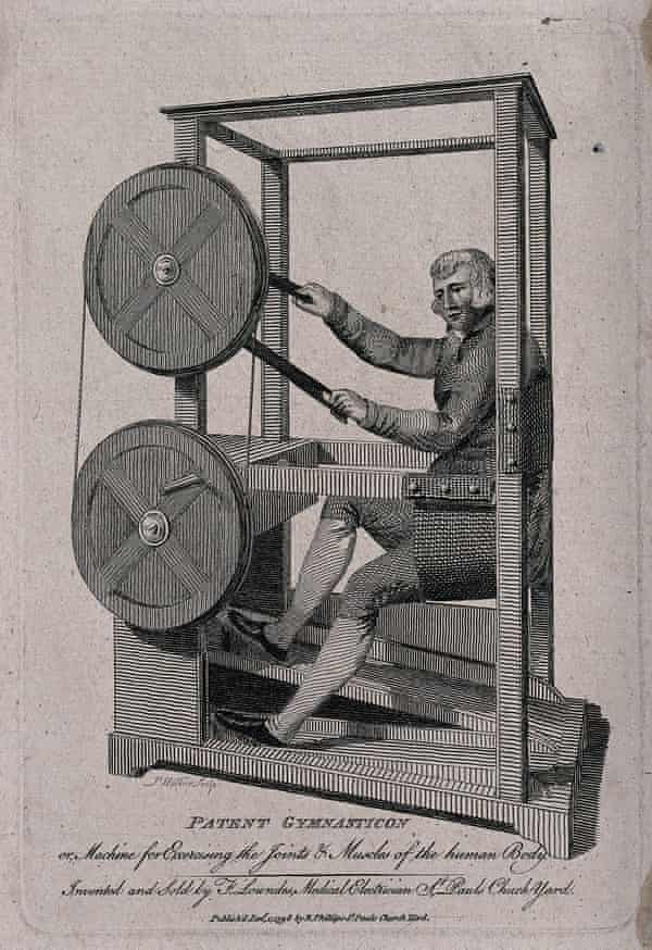 The Gymnasticon, an exercise machine invented and patented by Francis Lowndes circa 1797