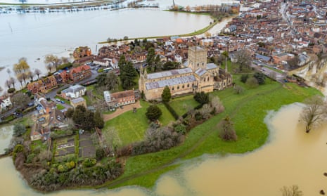Flooding in Tewkesbury, Gloucestershire, England, in February 2022.