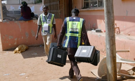 Electoral officials in Yola, Nigeria