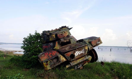 A destroyed tank