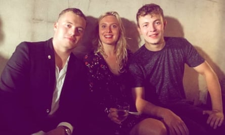 University freind Lewis Taylor, right, with Jack Merritt and Laura Suggitt.