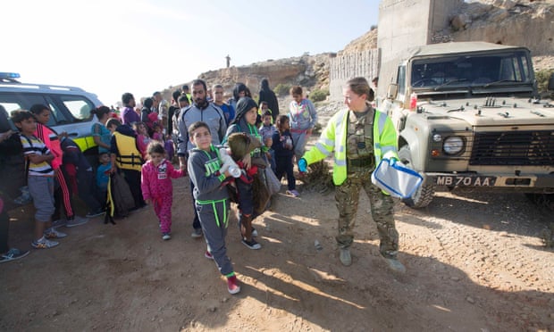 Refugees arriving at RAF Akrotiri
