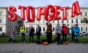 People protest in Munich against CETA