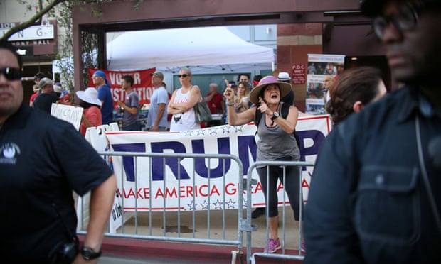 Pro-Trump supporters outside the Phoenix rally