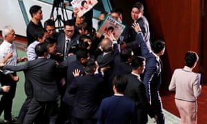 Hong Kong Chief Executive Carrie Lam leaves after her annual policy address was cancelled due to protests by pro-democracy lawmakers at the Legislative Council in Hong Kong. Hong Kong Chief Executive Carrie Lam leaves after her annual policy address was cancelled due to protests by pro-democracy lawmakers at the Legislative Council in Hong Kong.