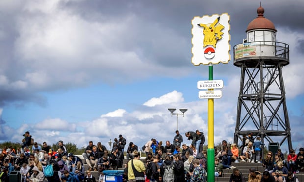Pokémon Go players gather at the beach in Kijkduin, which has been named as Pokémon capital of the Netherlands.