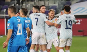 Scotland’s Ryan Fraser celebrates scoring against Israel in Tel Aviv.