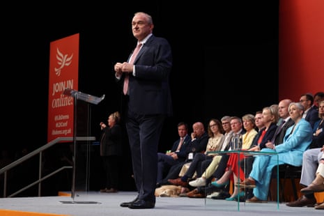 Ed Davey delivering his speech.