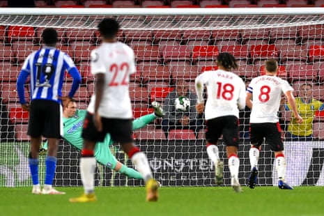 Arsenal v Brighton, Nottingham Forest v Tottenham: Carabao Cup – live | Carabao Cup 7 James Ward-Prowse of Southampton scores their equaliser from the penalty spot past Sheffield Wednesday keeper David Stockdale.