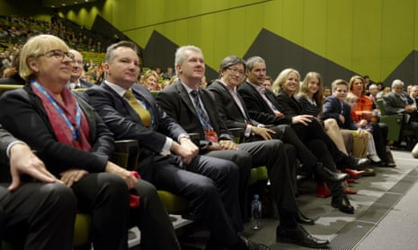 Labor front benchers during the 2015 ALP National Conference will be held at the Melbourne Convention Centre in Melbourne, Friday, July 24, 2015. 