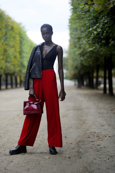 Wide-legged trousers at Paris fashion week.