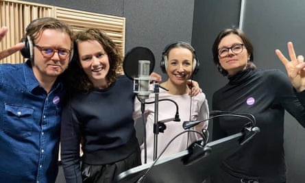 The Free Courts Foundation team in the recording studio.