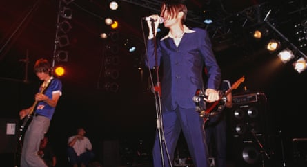 Singer Johnny Dean with Menswear at the Reading Festival, 1995