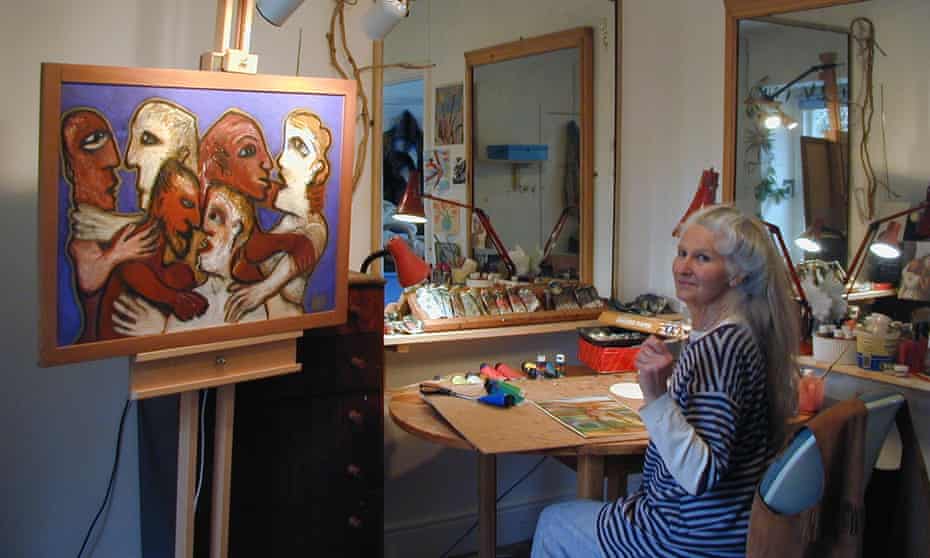 Elspeth Weir in her studio at home. Her paintings were luminous and personal in their themes