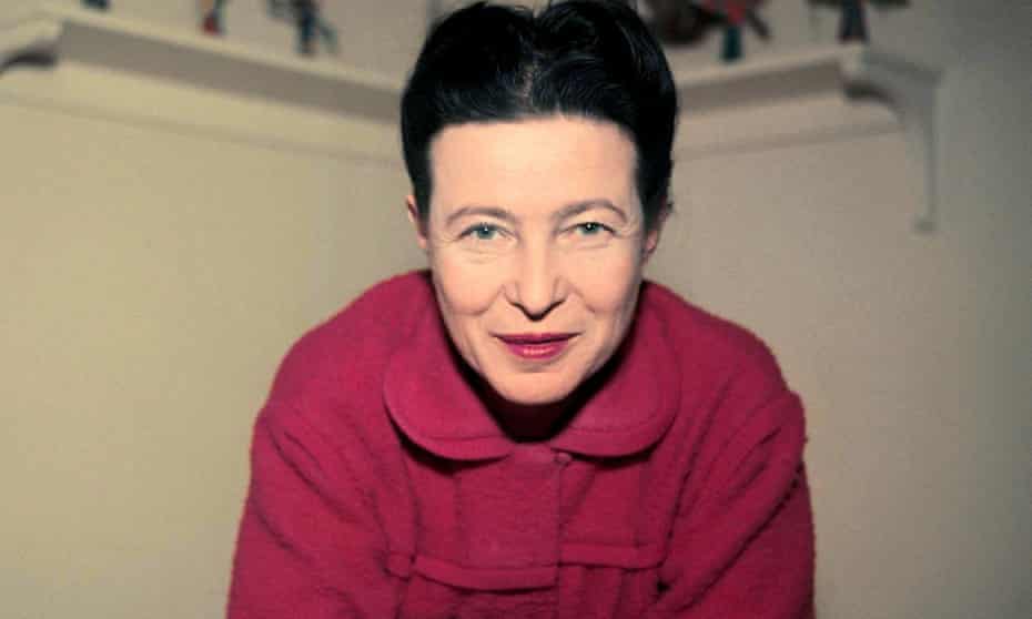Simone de Beauvoir at home in 1957.