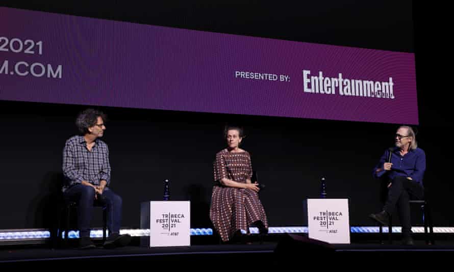 “Fargo” 25th Anniversary Reunion - 2021 Tribeca Festival NEW YORK, NEW YORK - JUNE 18: Joel Coen, Frances McDormand and Steve Buscemi speak at the “Fargo” 25th Anniversary Reunion during the 2021 Tribeca Festival in Pier 76 on June 18, 2021 in New York City.  (Photo by Dimitrios Kambouris / Getty Images for the Tribeca Festival)