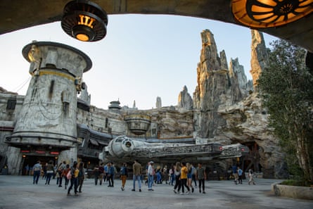 Star Wars fans can visit bars, restaurants and a giant version of the Millennium Falcon in a newly built area of the park.