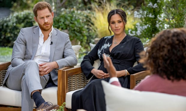 The Duke and Duchess of Sussex interviewed by Oprah Winfrey in March 2021.