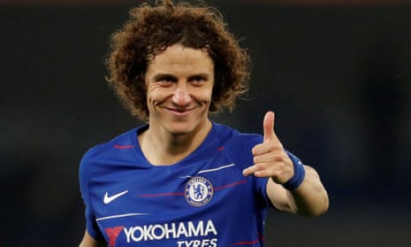 David Luiz celebrates Chelsea’s semi-final win over Eintracht Frankfurt
