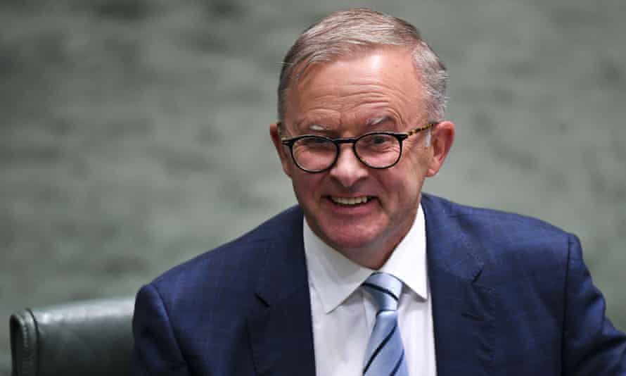 Australian Opposition Leader Anthony Albanese reacts during Question Time in the House of Representatives at Parliament House in Canberra, Thursday, February 10, 2022