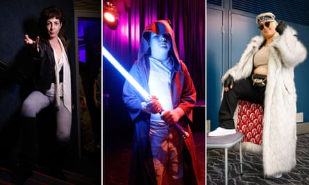 Yasmin Clarke as Jarrath from Labyrinth (left), Nathan Phillips as Obi-Wan Kenobi, Stephanie Alm as Ken from the Barbie movie