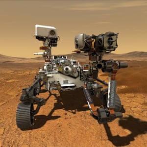 As espaçonaves dos EUA em Marte aparecem na superfície do planeta.