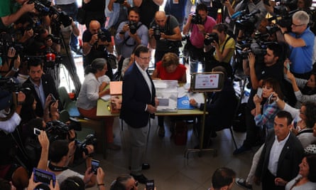 Mariano Rajoy, Spain’s acting prime minister, casts his vote.