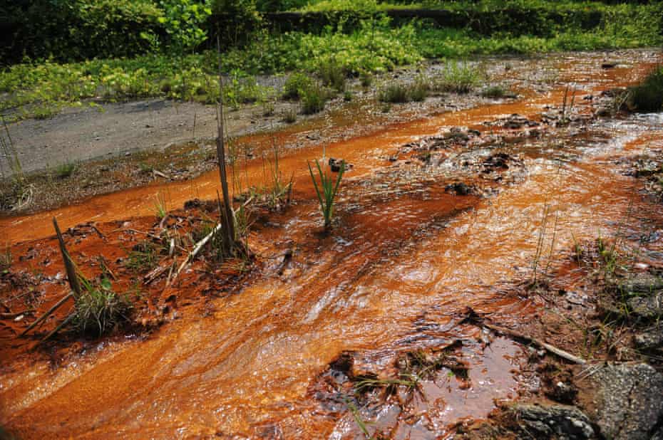 Water from an abandoned mine in the Appalachian mountains of West Virginia.