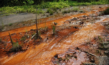 Water which is seeps from an abandoned mine on Kayford Mountain in West Virginia. Seventy per cent of the state’s waterways are too polluted to support ‘natural biological function’.