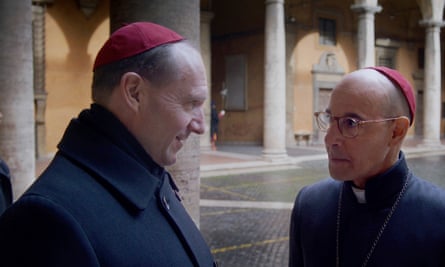 Fiennes and Stanley Tucci in Conclave.