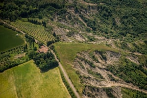 The landslides in the municipality of Casola Valsenio on the slopes of the Apennines