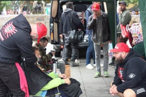 Members of Skullfades Foundation on the road.