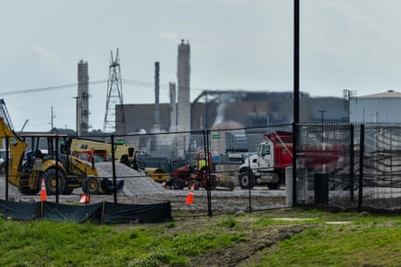 construction trucks outside